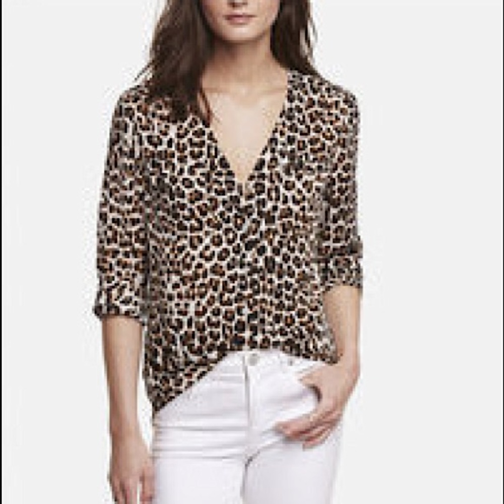 Express | Leopard Print Collarless Portofino